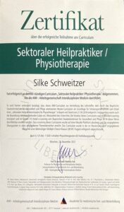 Zertifikat Sektoraler Heilpraktiker Physiotherapie